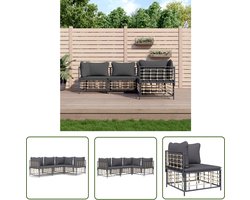 The Living Store Hoekbank Loungeset - Antraciet - Poly rattan - 72 x 72 x 66 cm - Weerbestendig materiaal Hoeksofa - Lounge Set - Tuinset - Buitenspaarplaats - Polyrattan - Antraciet - Balkon - Terras