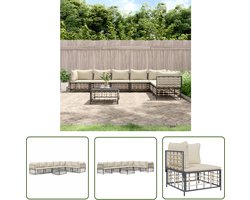 The Living Store Hoekbank Loungeset - Poly Rattan - Antraciet - 72x72x66 cm - Weerbestendig Hoeken Bank - Lounge Set - Tuinset - Poly Rattan - Buitenshuis - Loungebank - Patio Furniture - Garden Sofa