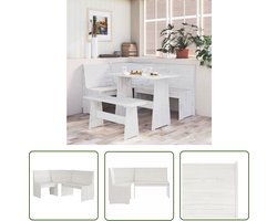 The Living Store Hoekbank REINE 151 cm massief grenenhout wit - Hoekbank - Houten Bank - Granenhout Bank - Witte Bank - Lounge Bank
