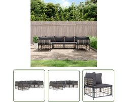 The Living Store Hoekbank Tuin Lounge - Antraciet - Poly Rattan 72x72x66cm - Weerbestendig Hoekenbank - Lounge Set - Tuinset - Buisensets - Outdoor Furniture - Patio Furniture - Garden Sofa - Aluminium Frames - Wicker Furniture