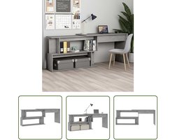 The Living Store Hoekbureau 200x50x76 cm bewerkt hout betongrijs - Modern Bureau - Beton Grijs - Hoekbureau - Bureaus Met Open Vakken - Houten Bureau