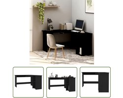The Living Store Hoekbureau L-vormig 120x140x75 cm bewerkt hout zwart - Hoeken Bureau - Kantoormeubel - Bureau - Houten Bureau - L-vormig Bureau