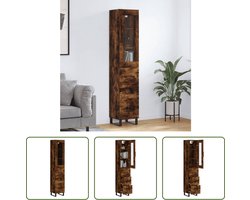 The Living Store Hoge kast - 34.5 x 34 x 180 cm - gerookt eiken