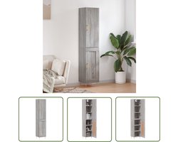 The Living Store Hoge kast 34,5x34x180 cm bewerkt hout grijs sonoma eikenkleurig - Hoge Kast - Kast - Opslagoplossing - Houten Kast - Grijze Kast