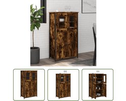 The Living Store Hoge kast 62x32x106,5 cm bewerkt hout gerookt eikenkleurig - Hoge Kast - Kast - Opslagoplossing - Keukenkast - Houten Kast