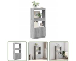 The Living Store Hoge kast 63x33x140 cm bewerkt hout grijs sonoma eikenkleurig - Hoge Kast - Kast - Houten Kast - Grijze Kast - Opslagoplossing