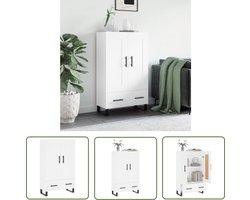The Living Store Hoge kast 69,5x31x115 cm bewerkt hout wit - Hoge Kast - Witte Kast - Houten Kast - Opslagoplossing - Woonaccessoires