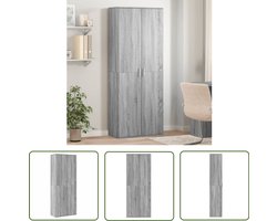 The Living Store Hoge kast 70x35x180 cm bewerkt hout grijs sonoma eikenkleurig - Hoge Kast - Kast Grijze Kleur - Houten Kast - Opslagkast - Badkamerkast
