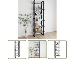 The Living Store Hoge kast 80x30x210 cm bewerkt hout grijs sonoma eikenkleurig - Hoge Kast - Opbergkast - Grijze Kast - Houten Kast - Bibliotheek