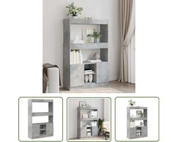 The Living Store Hoge kast 92x33x140 cm bewerkt hout betongrijs - Hoge Kast - Houten Kast - Betonnen Kast - Opslagkast - Woonkamerkast