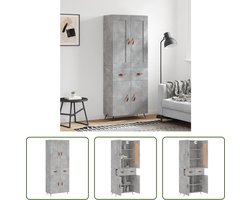 The Living Store Hoge Kast - Betongrijs - Dressoir- 69.5x34x90 cm - Opzetkast- 69.5x34x90 cm