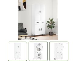 The Living Store Hoge Kast - Bewerkt Hout - 69.5 x 34 x 180 cm - Wit