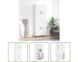 The Living Store Hoge Kast - bewerkt hout en metaal - 69.5 x 34 x 180 cm