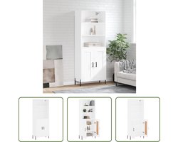 The Living Store Hoge kast - Bewerkt hout en metaal - 69.5x34x180cm - Wit