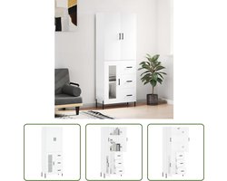 The Living Store Hoge Kast - Dressoir en Opzetkast 69.5 x 34 x 180 cm (Wit)