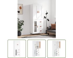 The Living Store Hoge Kast - Dressoir en Opzetkast - 69.5 x 34 x 180 cm - Wit
