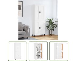 The Living Store Hoge kast - dressoir en opzetkast - 69.5 x 34 x 180 cm - wit hout en ijzer