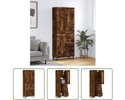 The Living Store Hoge Kast - Gerookt Eiken - 69.5 x 34 x 180 cm - Duurzaam Materiaal