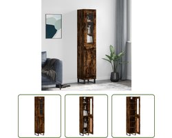 The Living Store Hoge Kast - Gerookt Eiken - Dressoir - Opzetkast - 34.5 x 34 x 180 cm