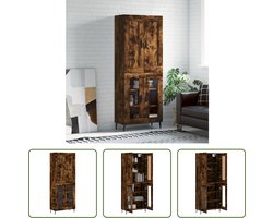 The Living Store Hoge Kast - Gerookt Eiken - Dressoir - Opzetkast - 69.5 x 34 x 180 cm