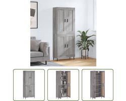 The Living Store Hoge kast - Grijs Sonoma Eiken - Dressoir - Opzetkast - 69.5 x 34 x 180 cm (B x D x H)