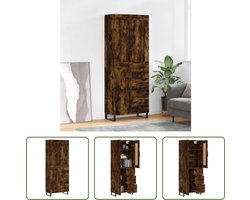 The Living Store Hoge kast - Opbergmeubel - 69.5x34x180 cm - Gerookt Eiken