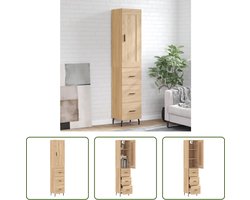 The Living Store Hoge Kast - Sonoma Eiken - 34.5 x 34 x 180 cm - Duurzaam hout en metaal