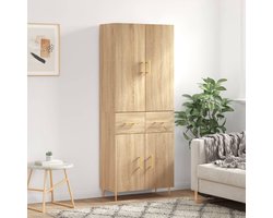 The Living Store Hoge Kast - Sonoma Eiken - 69.5 x 34 x 180 cm - Duurzaam Hout en Metaal