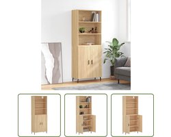 The Living Store Hoge Kast - Sonoma Eiken - Bewerkt Hout en Metaal - 69.5 x 34 x 180 cm