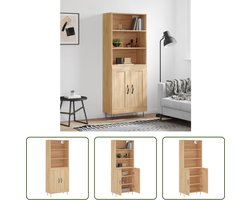 The Living Store Hoge kast - Sonoma eiken - Dressoir en opzetkast - 69.5 x 34 x 180 cm (B x D x H)