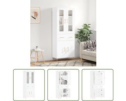 The Living Store Hoge kast - wit - 69.5 x 34 x 180 cm - Duurzaam hout - Voldoende opbergruimte