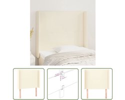 The Living Store Hoofdbord - Bedombouw - 93x16x118/128 cm - Crème