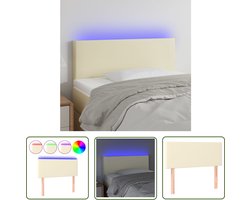The Living Store Hoofdbord LED 100x5x78/88 cm kunstleer crèmekleurig - Hoofd Bord Led - Hoofdbord Creme - Leder Look Hoofdbord - Hoofdbord Met Led Verlichting - Slaap Kamer Decoratie