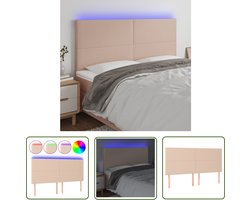 The Living Store Hoofdbord LED 180x5x118/128 cm kunstleer cappuccinokleurig - Hoofdboard - Led Hoofdbord - Kapstok - Bedroom Decoratie - Leder Look