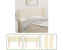 The Living Store Hoofdbord met randen 103x16x78/88 cm kunstleer crèmekleurig - Hoofd Bord - Hoofdkussen - Beddecoratie - Bedroom Decor - Leder Look