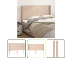The Living Store Hoofdbord met randen 163x16x118/128cm kunstleer cappuccinokleur - Hoofd Bord - Kapstok - Bedroom Decoratie - Bruine Meubels - Leder Look