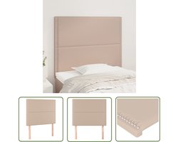 The Living Store Hoofdborden 2 st 90x5x78/88 cm kunstleer cappuccinokleurig - Hoofd Bord - Kapstok - Bedroom Decor - Bruine Meubels - Leder Look