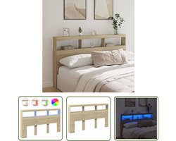 The Living Store Hoofdbordkast met LED-verlichting 180x17x102 cm sonoma eiken - Hoofdbord - Led Verlichting - Sonomap Eiken - Bedroom Furniture - Slaapkamersdecoratie