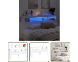 The Living Store Hoofdeinde met LED 220x18,5x103,5 cm bewerkt hout wit - LED Hoofdbord - Hoofd Bord Led - Hoofdbord Met Lampjes - Rgb Led Licht - Bedroom Furniture