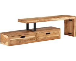 The Living Store Houten TV-meubel - Acaciahout - 112 x 30 x 40 cm - antieke stijl