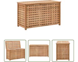 The Living Store Houten Wasmand - Massief walnotenhout - 77.5 x 37.5 x 46.5 cm - Uitneembare stoffen binnenzak