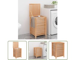The Living Store Houten Wasmand - Massief walnotenhout - Voldoende opbergruimte - Verwijderbare binnenzak - Praktisch ontwerp - Goede ventilatie - 45 x 45 x 65 cm - The Living Store