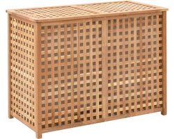 The Living Store Houten Wasmand - Walnoothout - Multiplex - 87.5 x 46 x 67 cm - 2 opbergvakken