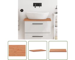 The Living Store Houten Werkblad - Badkamer - 60 x 40 x 2.5 cm - Massief Beukenhout