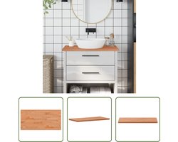 The Living Store Houten Werkblad - Badkamer - 80 x 40 x 2.5 cm - Afgeronde hoeken