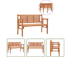 The Living Store Inklapbare Bank - Tuinmeubelen - 120 x 53 x 81 cm - Weerbestendig - Massief Eucalyptushout