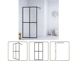 The Living Store Inloopdouchewand 100x195 cm mat gehard glas - Inloopdouche - Douchewand - Modern Badkamerscherm - Glazen Douchedeur - Zwarte Doucheprofielen