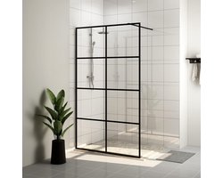 The Living Store Inloopdouchewand 140x195 cm ESG-glas transparant en zwart - Inloopdouche - Douchescherm - Glazen Douchedeur - Badkamerspiegel - Badkamermeubilair