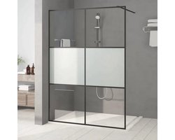 The Living Store Inloopdouchewand 140x195 cm halfmat ESG-glas zwart - Inloopdouche - Douchewand - Glazen Douchedeur - Badkamerspiegel - Modern Design