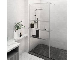 The Living Store Inloopdouchewand met schap 80x195 cm ESG-glas aluminium chroom - Badkamer Accessoires - Inloopdouche - Douchedeur - Glazen Douchewand - ESG-glas